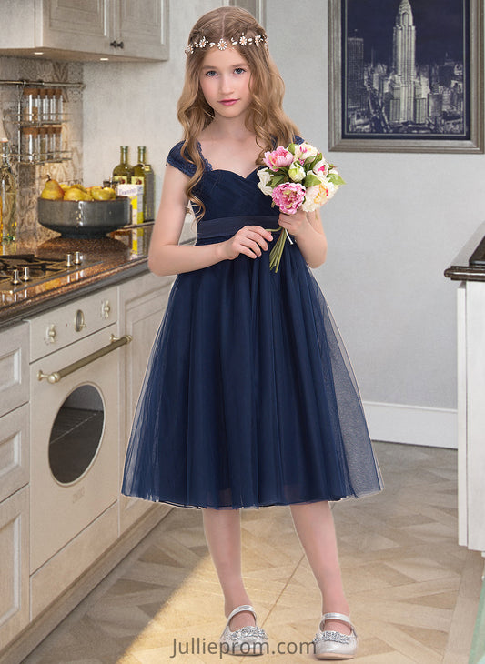 Patti Empire Sweetheart Knee-Length Tulle Junior Bridesmaid Dress With Ruffle DQP0013590