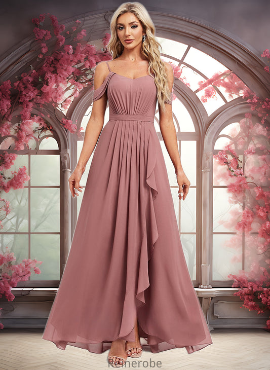 Adrienne A-line Cold Shoulder Asymmetrical Chiffon Bridesmaid Dress DQP0025823