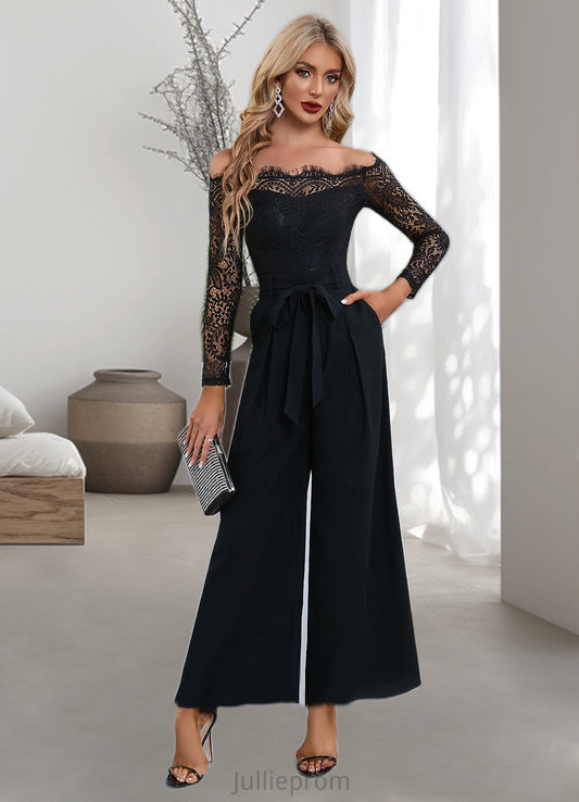 Rylie Cold Shoulder Elegant Jumpsuit/Pantsuit Polyester Asymmetrical Maxi Dresses DQP0022319