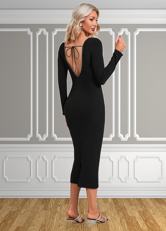 Jewel Rhinestone Square Elegant Bodycon Jersey Midi Dresses DQP0022464