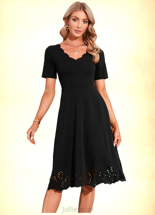 Ina V-Neck Elegant A-line Cotton Blends Midi Dresses DQP0022499