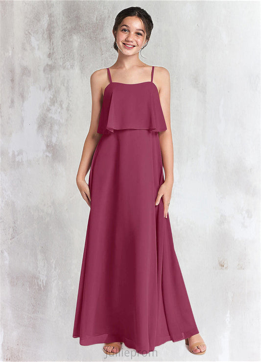 Sarahi A-Line Ruched Chiffon Floor-Length Junior Bridesmaid Dress Mulberry DQP0022874