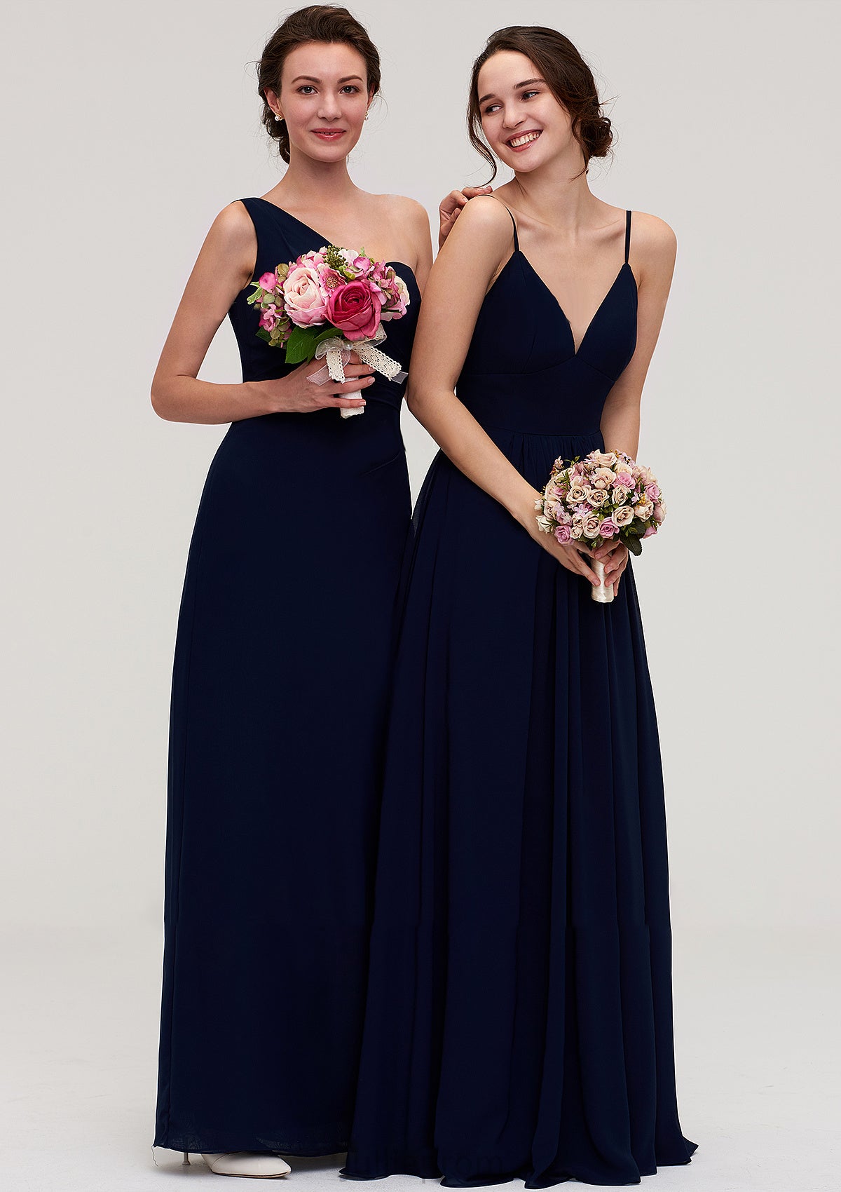 Sleeveless V Neck A-line/Princess Chiffon Long/Floor-Length Bridesmaid Dresseses With Pleated Katelyn DQP0025357