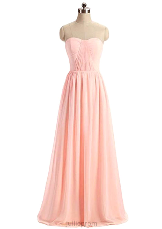 Sweetheart Sleeveless Long/Floor-Length A-Line/Princess Chiffon Bridesmaid Dresses Jordyn DQP0025418