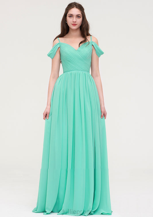 Sweetheart Sleeveless Long/Floor-Length Chiffon A-line/Princess Bridesmaid Dresses With Pleated Lucile DQP0025422