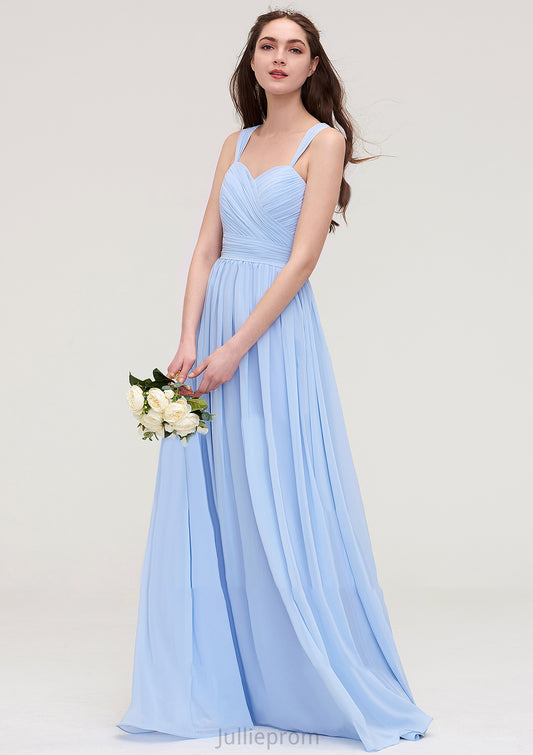 Sleeveless Sweetheart Long/Floor-Length Chiffon A-line/Princess Bridesmaid Dresses With Pleated Tina DQP0025437