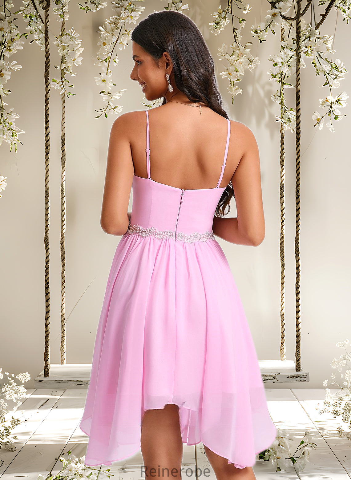 Salome A-line Sweetheart Asymmetrical Chiffon Homecoming Dress With Beading DQP0025690